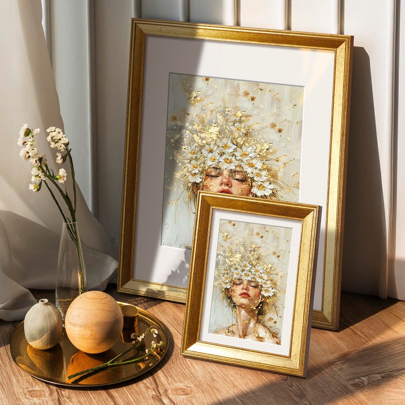 TWING 5x7 Picture Frame,Display Pictures 4x6 with Mat or 5x7 Without Mat,Ornate Picture Frames for Wall Mounting or Table Display,Rustic Gold,1 Pack - Image 5